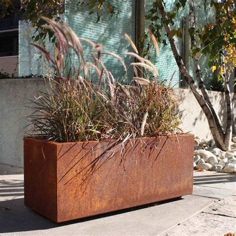 veradek metallic series corten steel long box planter|veradek metallic series pedestal planter.